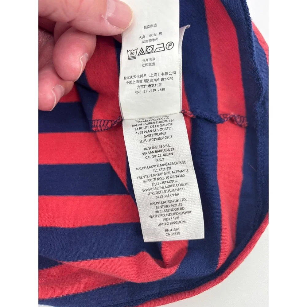 Polo Ralph Lauren Mens Custom Slim Fit Striped T-Shirt Red Navy Blue XL